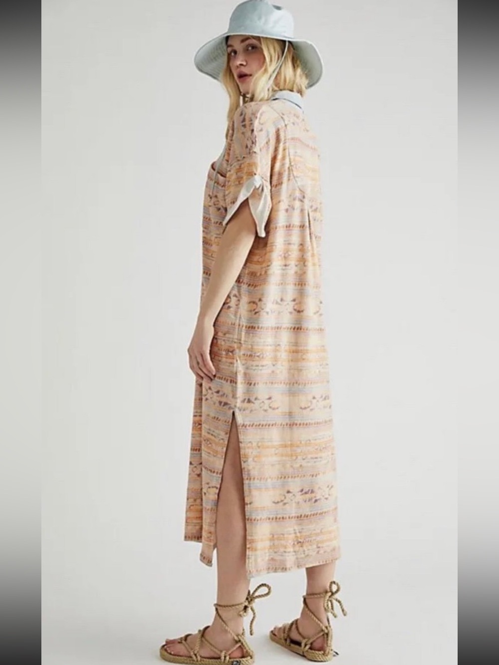Free People Arizona Tee Midi Tshirt Dress Aztec Multicolor Size XL - Picture 2 of 14